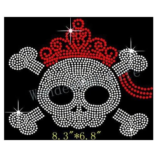 Free Shipping Skull Rhinestone Diamante Transfer Hotfix Iron on Halloween Motif Iron on T Shirt Transfer