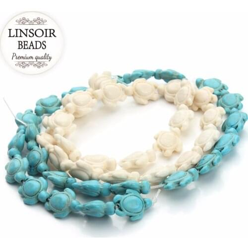 Approx.24pcs/pack 1.4cm*1.8cm Blue White Animal Tortoise Seed Beads Created Beads Loose Stone For Jewelry Making DIY F1282