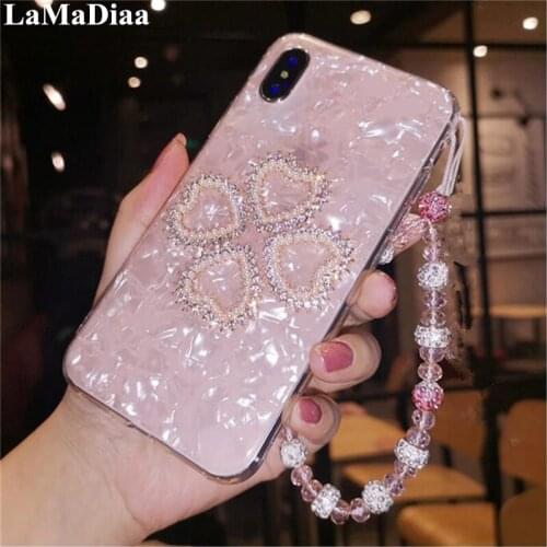 For iphone 11 Pro X XS MAX XR 6 6S 7 8 PLUS Fashion Conch Shell Cover Diamond Love Heart Soft Cases