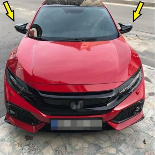 Bat Rear Mirror Cover For Honda Civic FC5 Model Piano Black Side Cap Case Protector 2PCS External Car Tuning Modify Accessories
