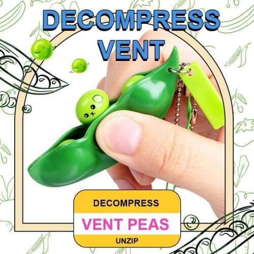 Decompress Vent Peas Infinite Squeeze Edamame Bean Pea Expression Chain Key Decompression Gifts Toy Rubber Boys Xmas Gift