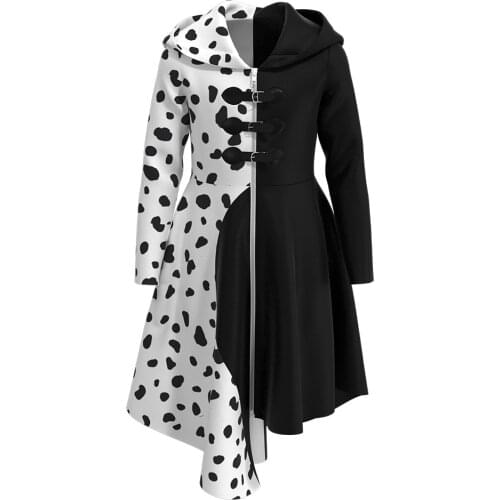 Kids Children Cruella Cosplay Costume Dress Outfits Halloween Carnival Suit