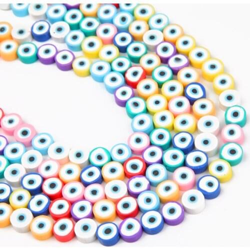 40pcs 10mm Evil eyes Polymer Clay Beads Colorful Mixed Beads for Jewelry Making Bracelet DIY Necklace Handmade Accessories