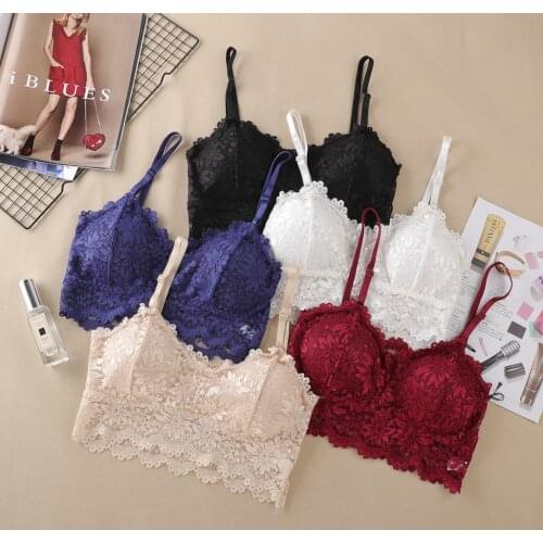 Women Push Up Wireless Sexy Lace Bra Top Women Padded Bralette Underwear Lingerie Sports Bra Female Crop Tops
