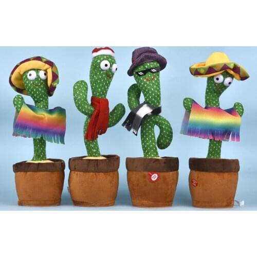 Electric Dancing Cactus Plush Toys Rechargeable Glowing Singing Recording Speaker Home Decor For Children Funny Toy Best Gift