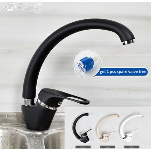 Gisha Brass Kitchen Faucets 360 Degree Swivel Kitchen Sink Black Faucet deck mounted Single Hole Handle Mixer Tap Mixer G2004