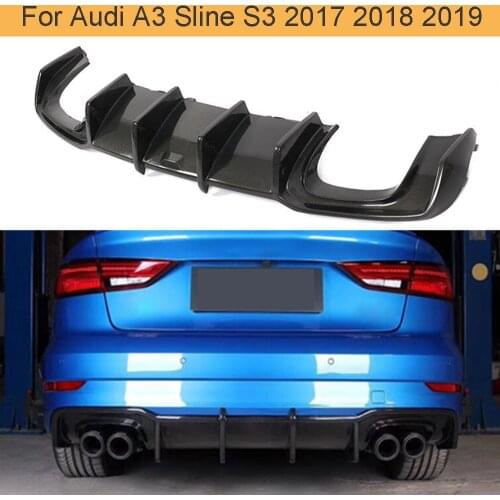 Carbon Fiber Car Rear Bumper Diffuser Lip for Audi A3 Sline S3 2017 2018 2019 Rear Bumper Diffuser Lip Spoiler Black FRP
