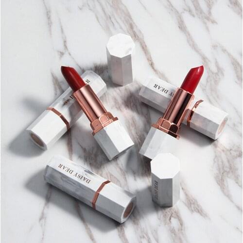 5 Colors Luxury Marble Pattern Lipstick Genuine Small White Jade Lip Gross Moisturizing Long Lasting Lipstick