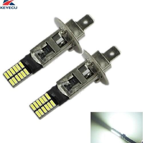 KEYECU 2 Pieces 6500K Ultra White H1 24SMD 4014 LED Replacement Bulbs For Car Fog Lights Daytime Running Light