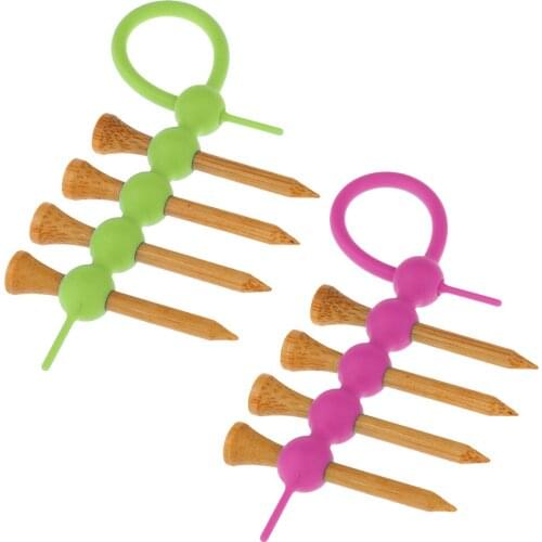 2 Pieces High-quality Golf Tee Holder Plus 8 Pieces Wooden Golf Tees Combo