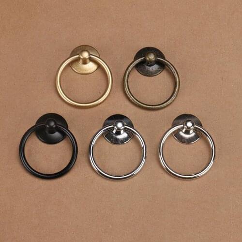 Round Ring Furniture Door Pull Handle Alloy Cabinet Dresser Drawer Knobs Handle Cupboard For Jewelry Box Door Ring