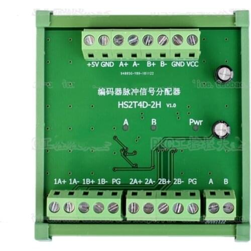 Encoder Pulse Signal Splitter Distribution Module TTL/RS422 Signal 1 to 2, Differential to HTL Board for Encoder Grating Ruler