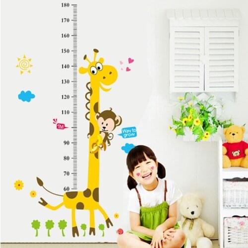 Cartoon Height Measure Wall Stickers for Kids Rooms Giraffe Height Chart Ruler Vinyl Removable Wall Decals Nursery Home Decor