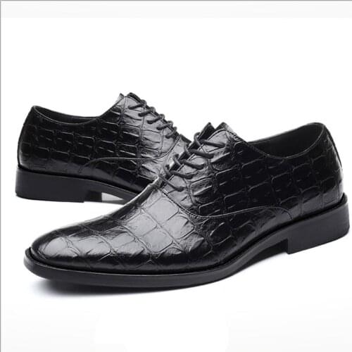 New Luxury Dress Leather Shoes Plus Size 38-48 Lace-Up Business Casual Formal Wedding Flat Shoes 1A6