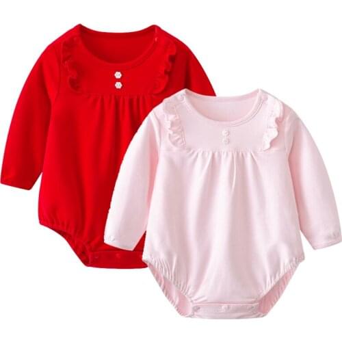 Baby girl clothes tiny cottons 2021,baby girl Long Sleeve Boydsuits onesie, Red Cotton Baby Long-Sleeved Bodysuits
