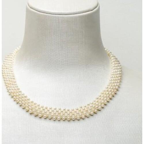 White Cultured Freshwater Pearl Choker Necklace 925 Silver Handmade Adjustable