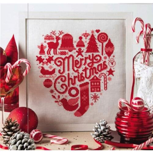 Merry Christmas cross stitch package 18ct 14ct 11ct pearl white cloth DMC cotton silk thread embroidery DIY handmade needlework