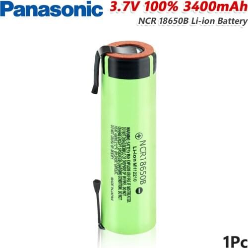 Panasonic 3.7V 18650 battery Flashlight batteries High Drain 20A 3400mAh NCR18650B Rechargeable Battery With DIY Nickel Tabs