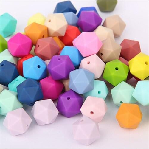10 pieces 15mm Colorful Hexagon Silicone Beads Teething Baby Rattle DIY Toys Baby Shower Gift