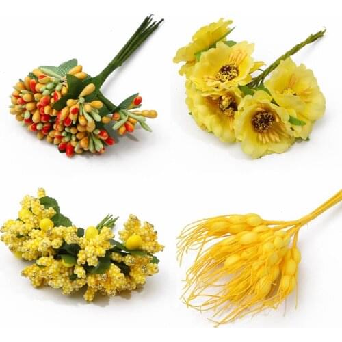 Fashion Yellow Color Flower Rose Stamen 1mm/3mm/5mm Flower Branches For Cake Decoration/Crafts/Nylon Flower DIY Gift Accessories