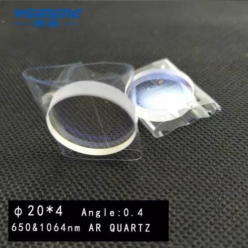 Weimeng φ 20*4mm Wedge mirror laser lens Wedge angle 0.4mm 650&1064nm AR coating quartz material for laser welding machine