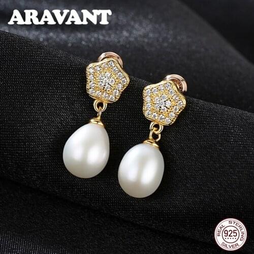 New Arrival 925 Sterling Silver Pearl Earring Women High Quality Pearls Drop Earrings Fashion Jewelry