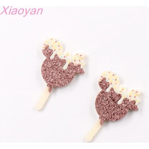1pair) Popsicle Ice Cream For Dangle Earrings Mouse Head Glitter AcrylicJewelry Making