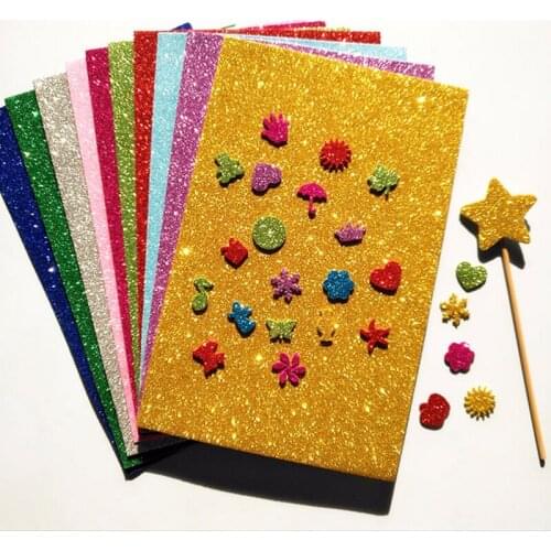 10Pcs/lot) A4 Sponge Paper Glitter Gold Foil Handcraft EVA Foam Paper Kindergarten DIY Paper Sticker Origami Scrapbook Material