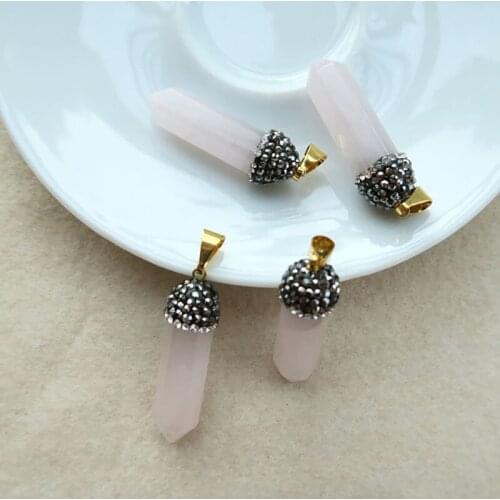 10pcs Beautiful Druzy Natural Quartz Geode Stone With Rhinestone Crystal Charms Pendants Finding For Necklace Jewelry P136