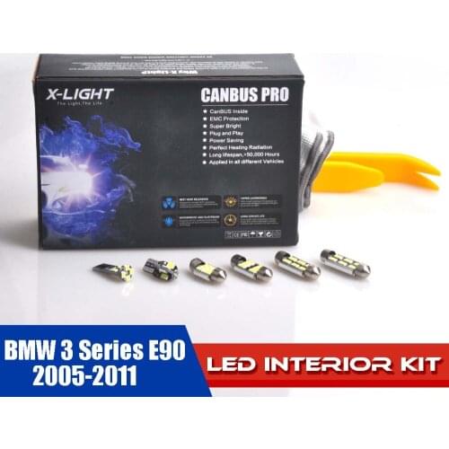 16pcs Error Free Xenon White Premium LED Interior Light Kit for 2005-2011 BMW 3 Series E90 WITH Installation Tool 5630SMD