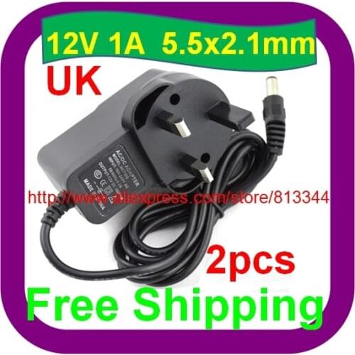2 pcs Free Shipping CCTV Camera UK Power Supply 12v 1A 1000mA AC DC Adapters