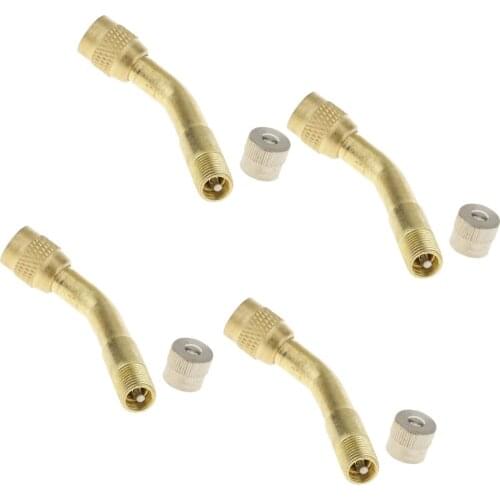 4Pieces 135 Degree Wheel Tire Tyre Valve Stem Extension Adaptor Vehicle Bike Truck RV Scooter Trailer Universal Extender Brass