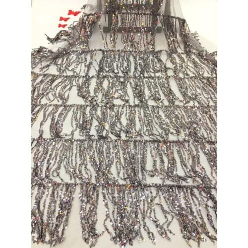 Sequin Style African Lace Fabric 2021 High Quality Lace French Lace Fabric Nigerian Tulle Sewing Evening Dress MJ34851