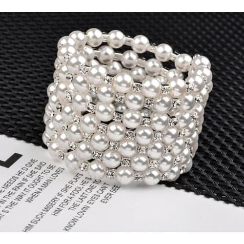 Bracelet with Crystals Diamonds Artificial Pearl Bracelet Wedding Bridal Party Bridal Jewelry Pearl Wedding Party Gift Christmas