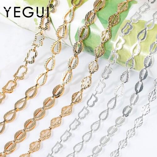 YEGUI C186,diy chain,18k gold plated,0.3microns,copper metal,rhodium plated,charms,diy bracelet necklace,jewelry making,1m/lot