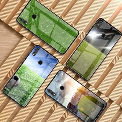 Football field Tempered Glass Phone Case For Huawei P20 P30 P40 P40 Lite Pro Psmart Mate 20 30 Cover Shell