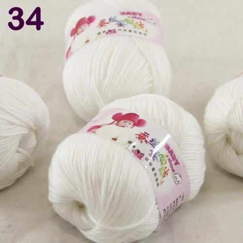 Color Optional 4 ballsX50g Cashmere Silk Velvet Children Hand Kintting Yarn 1834 White