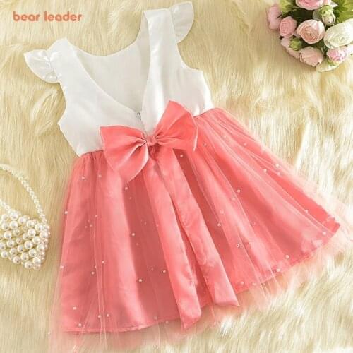 Bear Leader Girls Party Dresses New Summer Fashion Girl Kids Embriodery Dress Mesh Sweet Children Clothing Suits for 3 7 Years