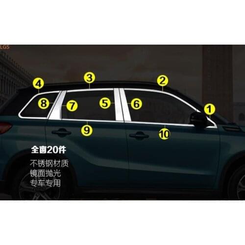 For Suzuki vitara 2016-2018 High-quality stainless steel Car window Decoration strip Protection decoration Car styling