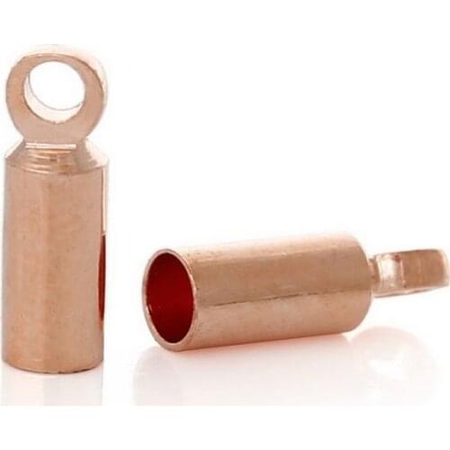 DoreenBeads Retail Copper Necklace Cord End Tip Beads Caps Column/Cylinder Rose Gold(Fit 2mm Cord)W/Loop 8mm x 2.5mm,200PCs