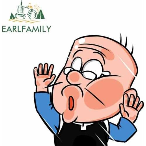 EARLFAMILY 13cm x 12.7cm Old Man Stuck To The Glass Car Stickers Vinyl JDM Bumper Trunk Truck Graphics Waterproof Anime Decal