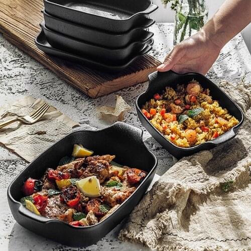 Baking Pan Baking Baked Rice Plate Ceramic Plate Home Western Food Plate Pasta Plate Oven Microwave Plate