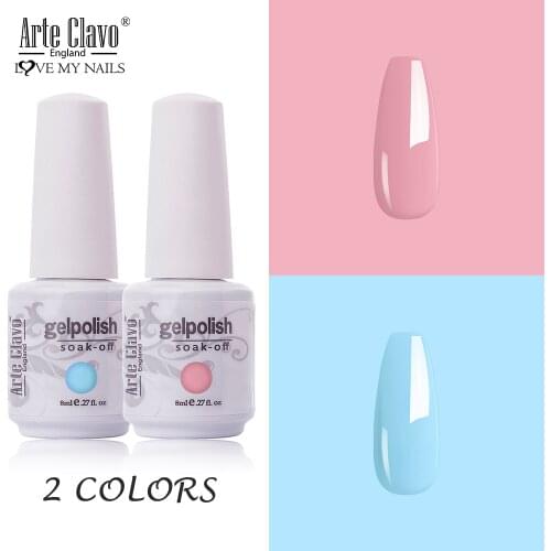Arte Clavo 8ml 2pcs/Set Nail Polish Glitter Gel Base Top Coat Semi Permanant Kit UV Nail Suit LED Nail Art Mix Color Nails Gel