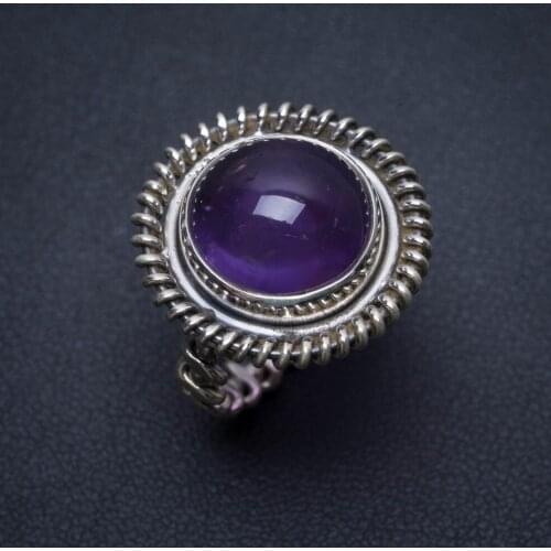 Natural Amethyst Handmade Boho 925 Sterling Silver Ring, US Size 5 S2444
