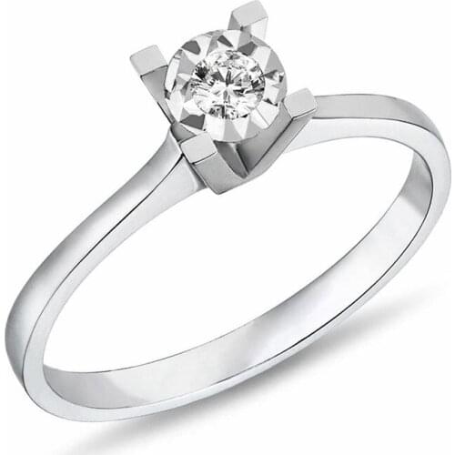 18K Gold Natural Diamond 0.10ct E-F vs Effect Solitaire Ring WPY3152