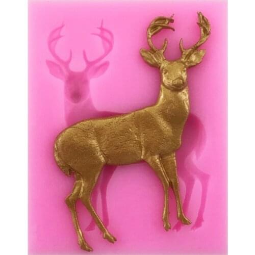 Elk Fondant Cake Silicone Mold Candy Biscuits Molds Chocolate Cake Decorating Mould Cartoon Kitchen Baking Accessories Tool B025