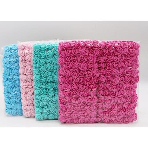 144 Pieces Cheap Artificial Flowers MINI Foam Teddy Bear of Rose Bouquet Vase for Home Decor Wedding Decorative Plants Wreath