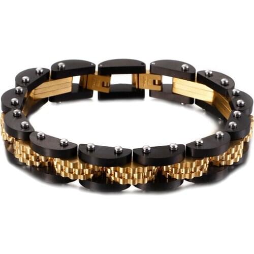 European and American street titanium steel mens strap bracelet gold stainless steel bracelet tide jewelry