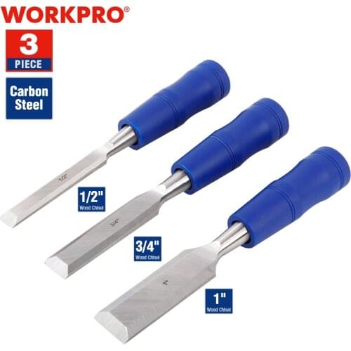 WORKPRO 3PC Chisel Set Carving Wood Chisel Tempered Steel Blade for Woodworking