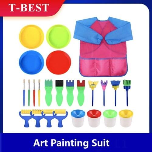 Painting Kits with Art Smock Paint Brushes Early Learning Education Tools Birthday Gift for Painting DIY Art Projects